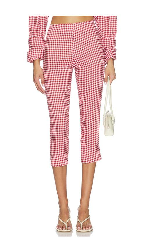 aexae linen capri pant in red. - size l (also in s, m)