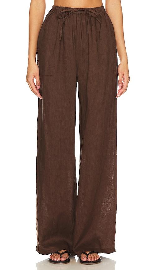 aexae linen drawstring trouser in brown. - size l (also in xs, s, m, xxs)