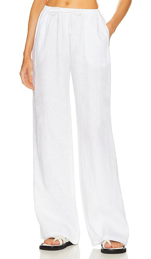 aexae linen drawstring trouser in white. - size l (also in xs, s, m)