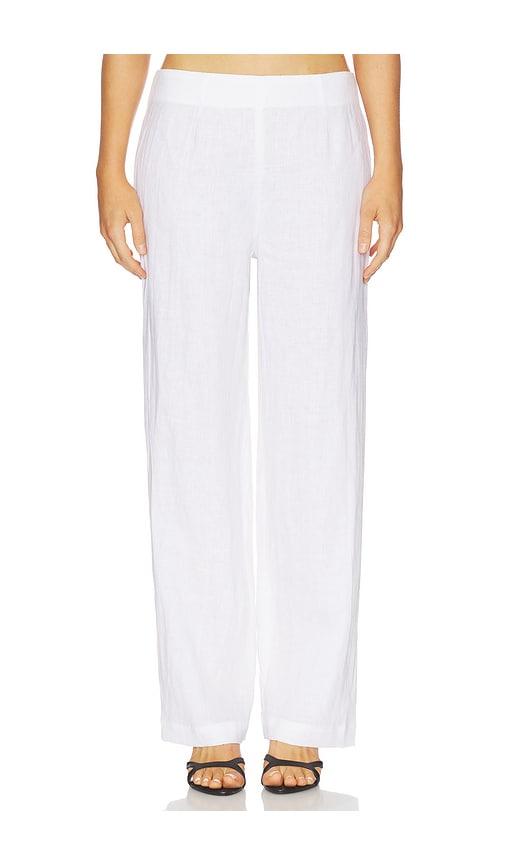 aexae linen flat pant in white. - size l (also in xs)