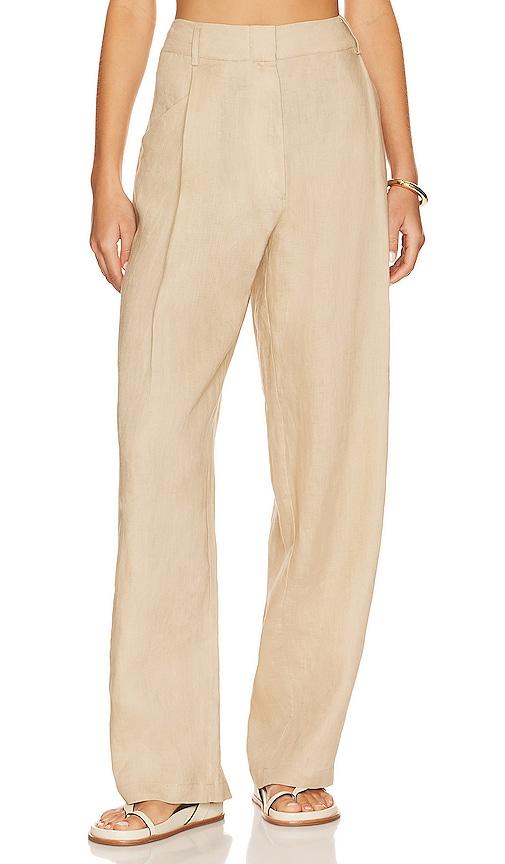 aexae linen highrise trousers in beige. - size l (also in s, xs, m)