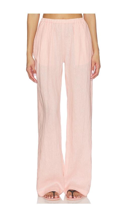 aexae linen low waist day pant in pink. - size l (also in m, s, xs)