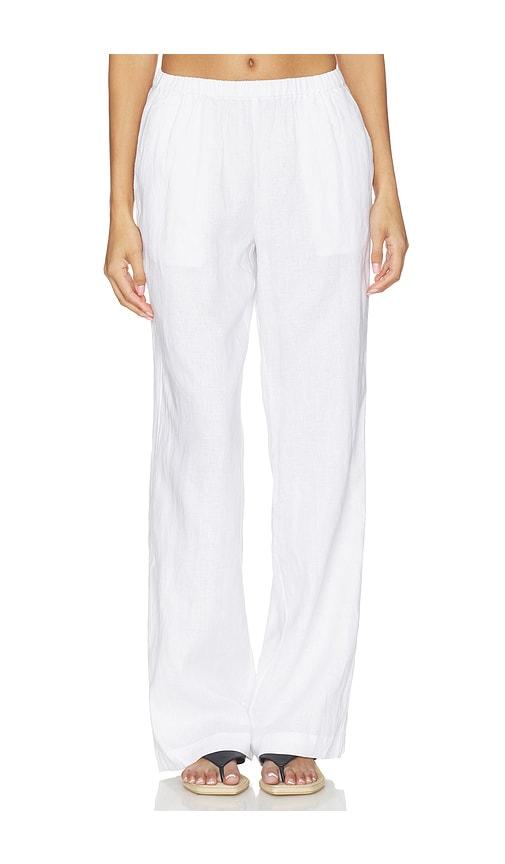aexae linen low waist day pant in white. - size l (also in s)