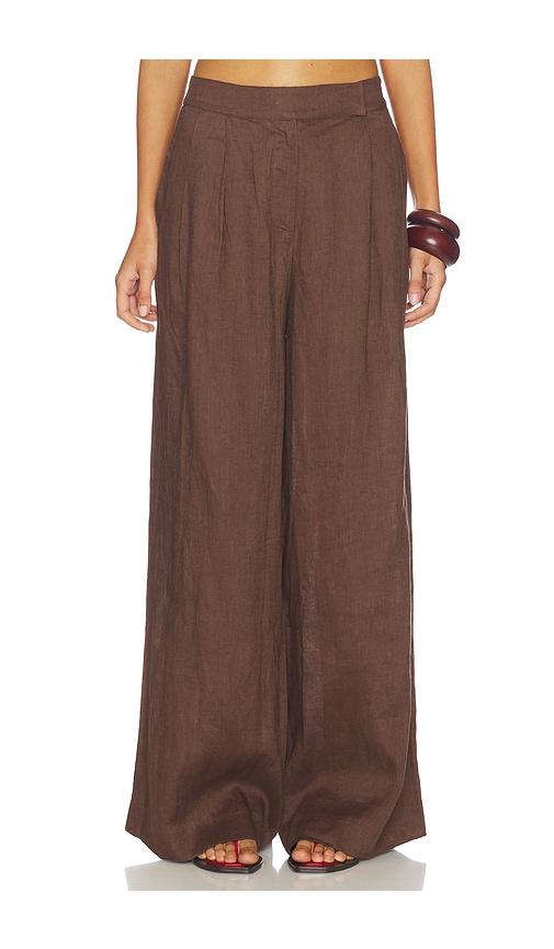 aexae linen palazzo trouser in brown. - size l (also in xs, s, m)