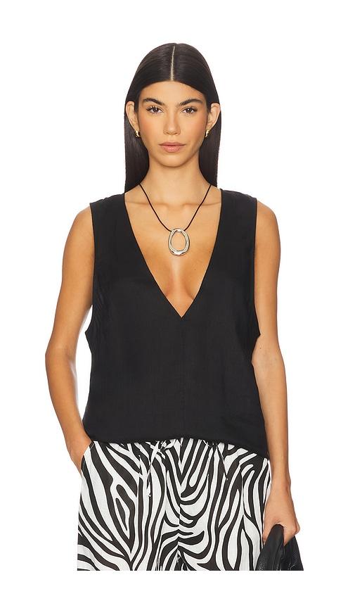 aexae linen v neck top in black. - size m (also in xxs, xs, s)