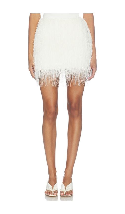 aexae polyester fringe mini skirt in cream. - size l (also in m, s)
