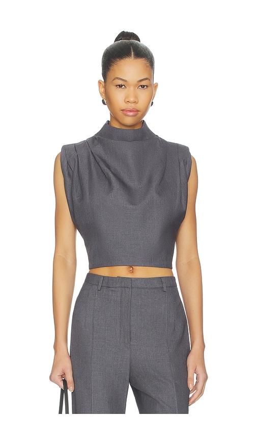 aexae twill clouched crop top in charcoal. - size l (also in m, s, xs)