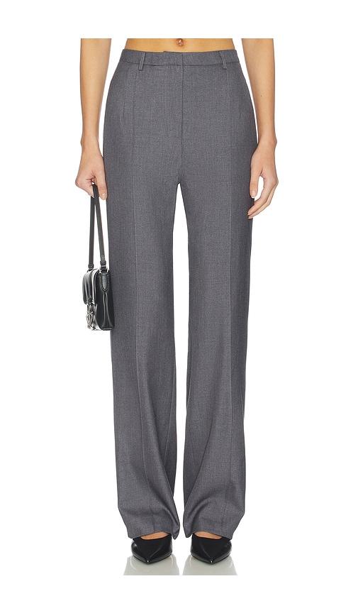 aexae twill pleated straight leg trouser in charcoal. - size l (also in s, xs)