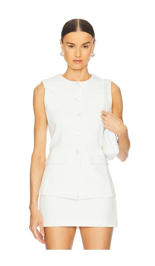 aexae twill vest button top in white. - size l (also in s)