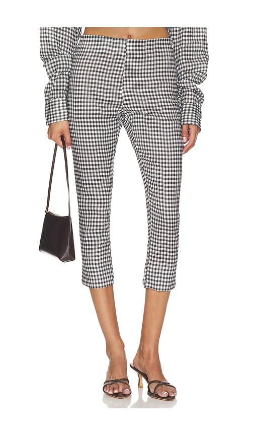 aexae x revolve linen capri pant in black & white. - size l (also in s, m)