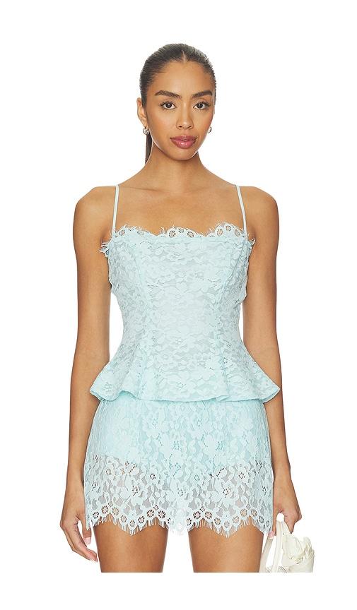 afrm ari peplum top in baby blue. - size 2x (also in xl)