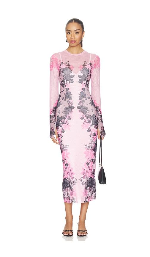 afrm ashland dress in pink,black. - size 1x (also in s, xxs, xs, m, l, xl)