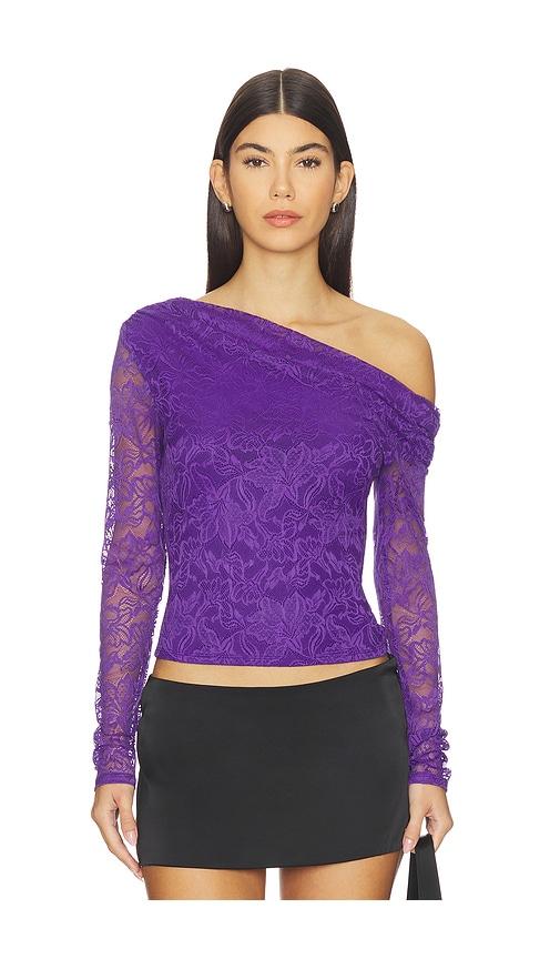afrm barry fine lace top in purple. - size m (also in s, xs)