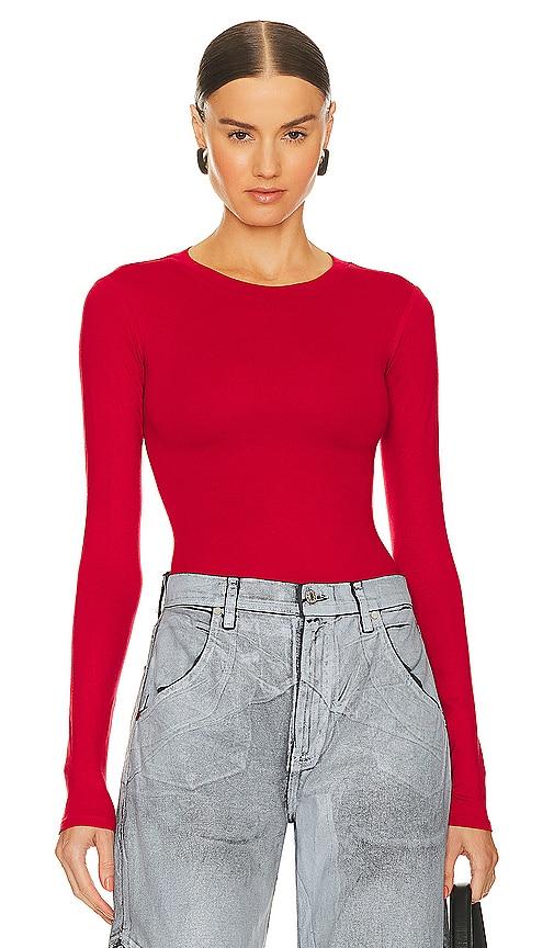afrm carson bodysuit in red. - size 1x (also in 2x, 3x)