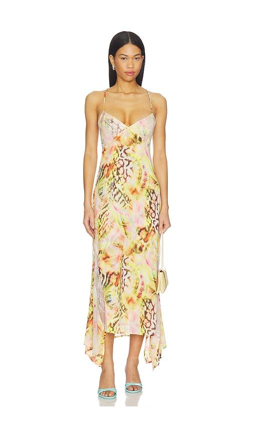 afrm christina dress in yellow,pink. - size 1x (also in s, xxs, xs, m, l, xl)