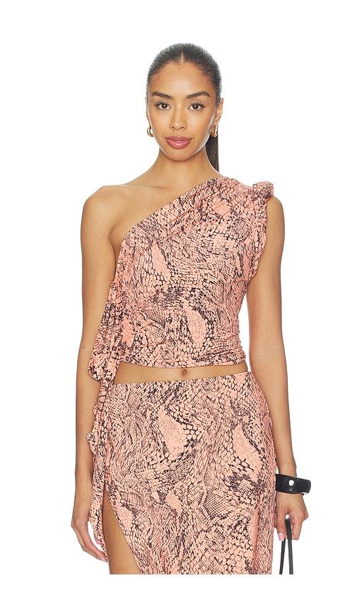 afrm earl top in peach. - size 1x (also in s, xxs, xs, m, l, xl, xxl, 2x)