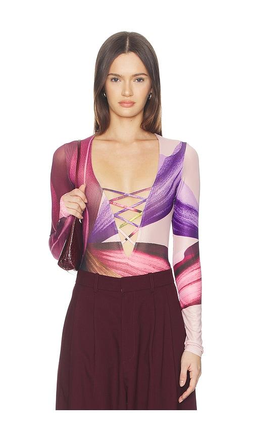 afrm eaton bodysuit in purple,fuchsia. - size 2x (also in s, xxs, xs, m, l, xl)