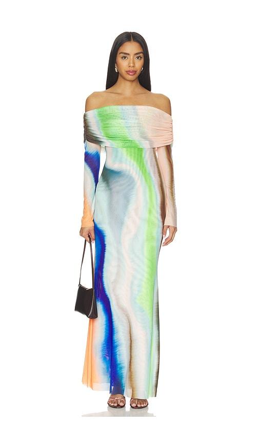 afrm essie dress in blue,green. - size 1x (also in s, xxs, xs, m, l, xl)