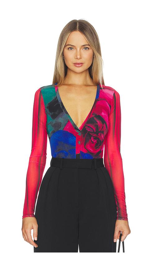 afrm harris bodysuit in fuchsia,navy. - size s (also in xxs)
