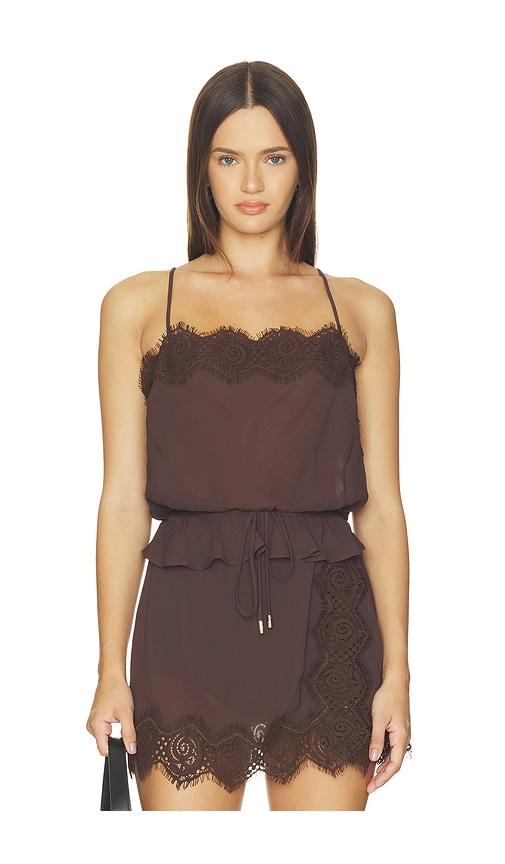 afrm healy top in chocolate. - size l (also in s, xs, m, xl, xxl)