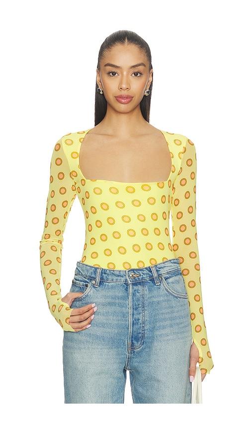 afrm ines top in yellow. - size l (also in s, xxs, xs, m)