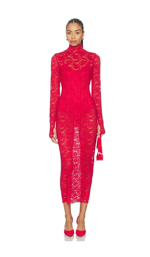 afrm joysel silken lace dress in red. - size l (also in m)