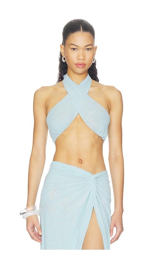 afrm lyra burnout velvet top in baby blue. - size 1x (also in 2x, l, m, s, xl, xs, xxl, xxs)