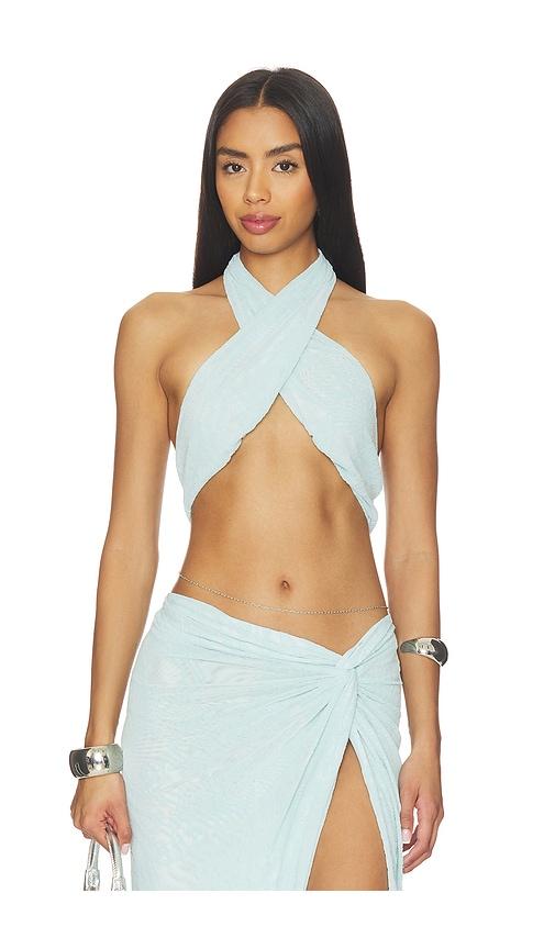 afrm lyra burnout velvet top in baby blue. - size 1x (also in s, xxs, xs, m, l, xl, xxl, 2x)