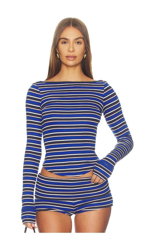 afrm madsen top in blue. - size l (also in m, xl)