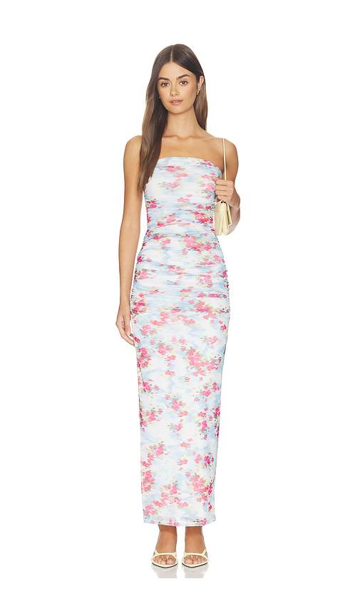 afrm marlo dress in blue,pink. - size m (also in s, xs, xl)