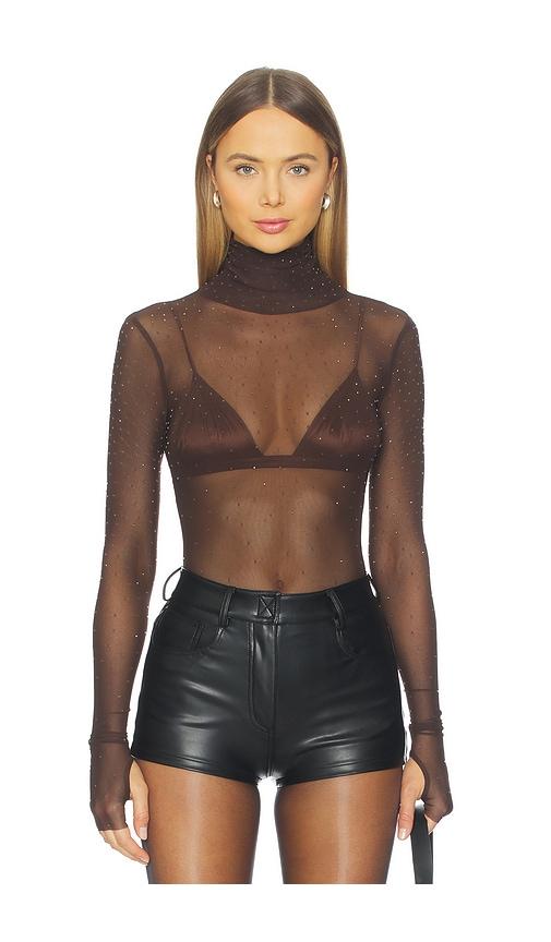 afrm milo dew drop bodysuit in brown. - size 1x (also in m, l, xl, xxl)