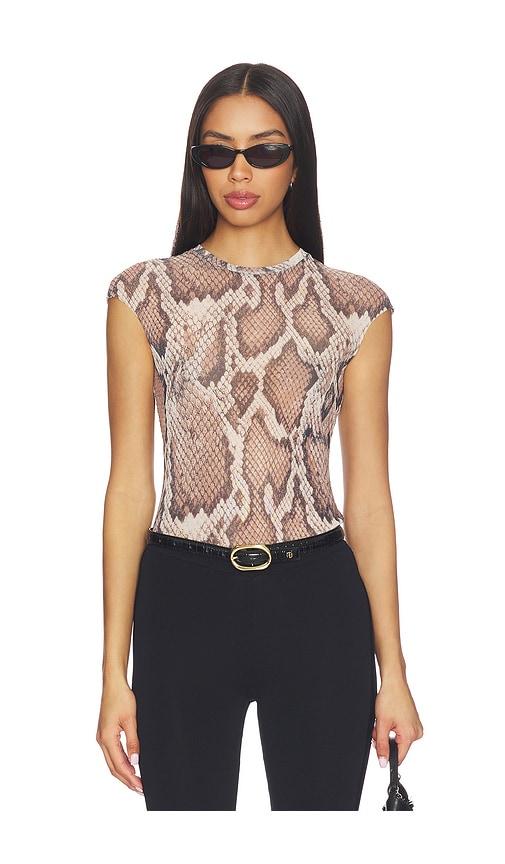 afrm nina top in beige. - size l (also in s, xs, m)