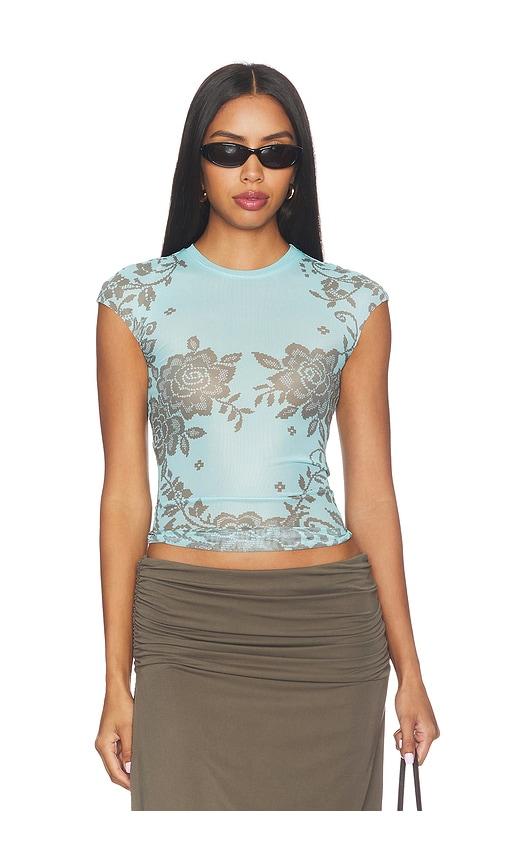 afrm nina top in teal. - size l (also in s, xxs, xs, m, xl, xxl)