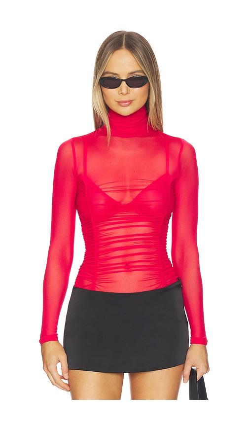 afrm nixie bodysuit in red. - size l (also in s, xs, m)