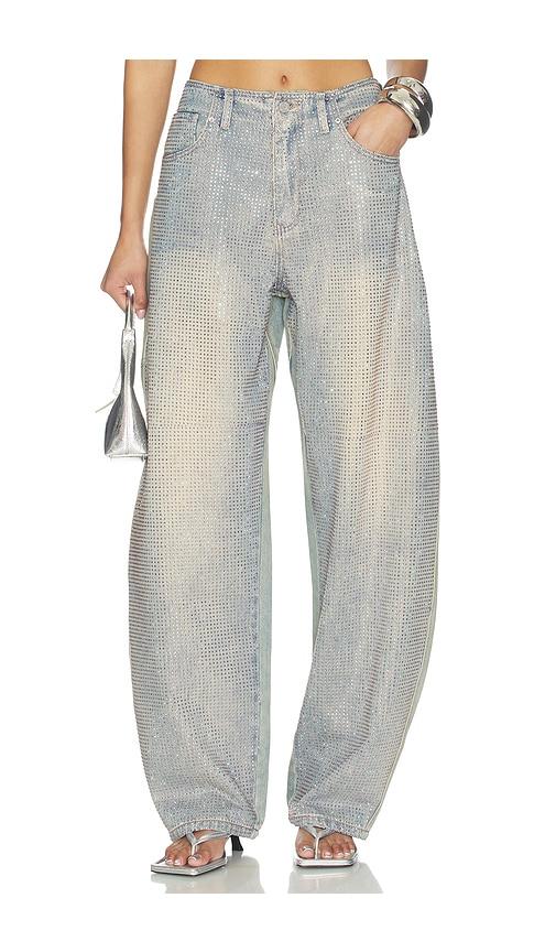 afrm prescott barrel jeans in blue. - size 27 (also in 29)