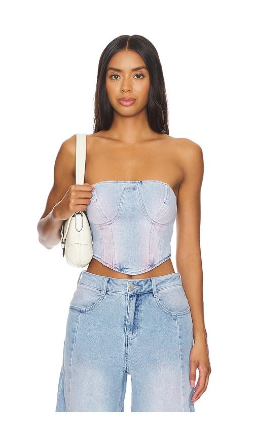 afrm reid bustier in denim-light. - size xl (also in xxl)