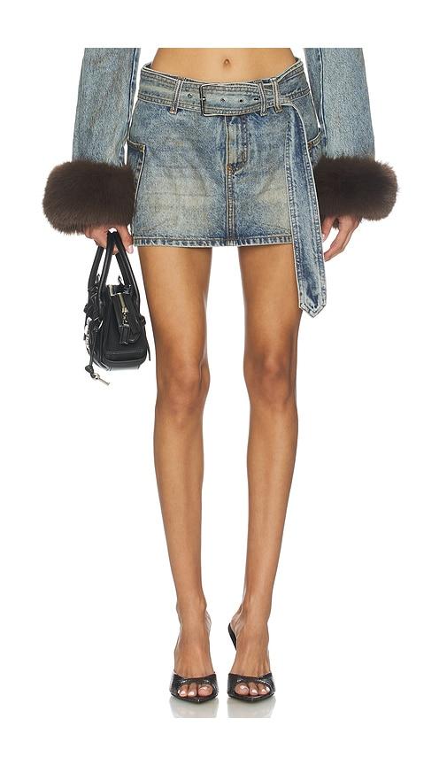afrm the chippy belted micro mini skirt in blue. - size 27 (also in 28)