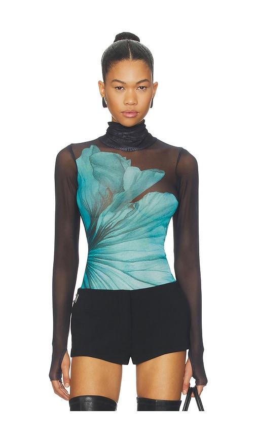 afrm zadie power mesh top in teal. - size 2x (also in s, xxs, xs, m, l, xl, xxl, 3x)