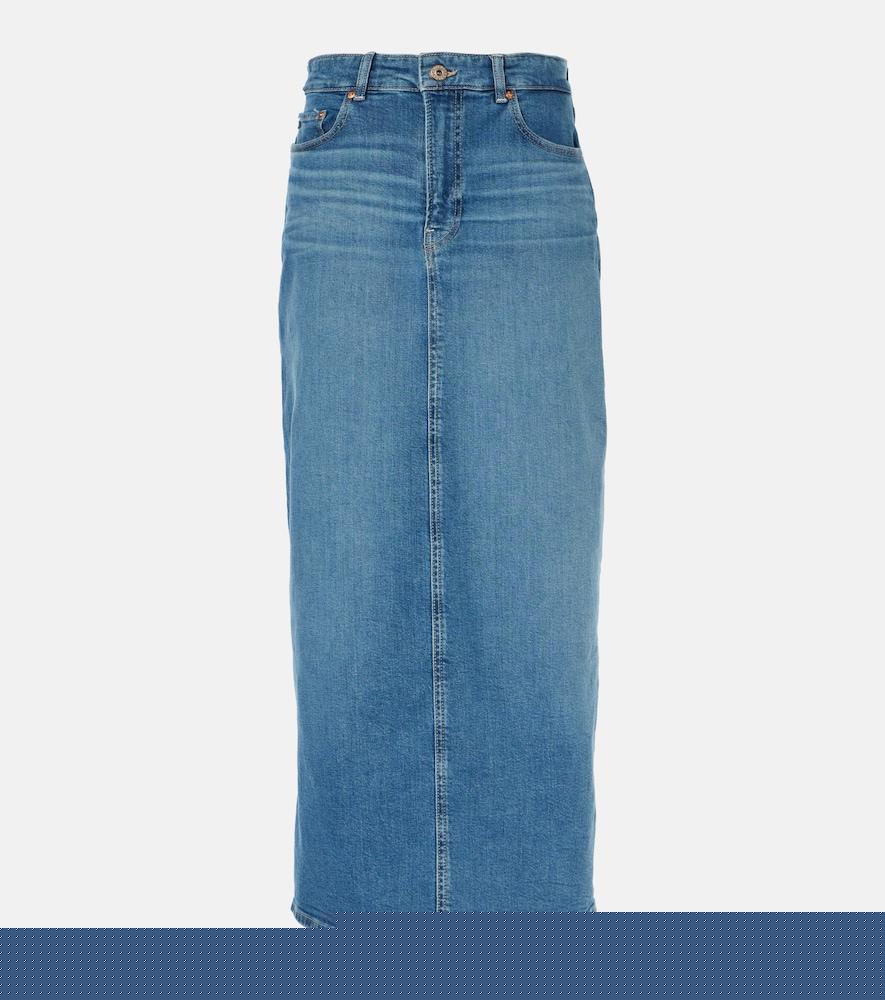 ag jeans high-rise denim midi skirt