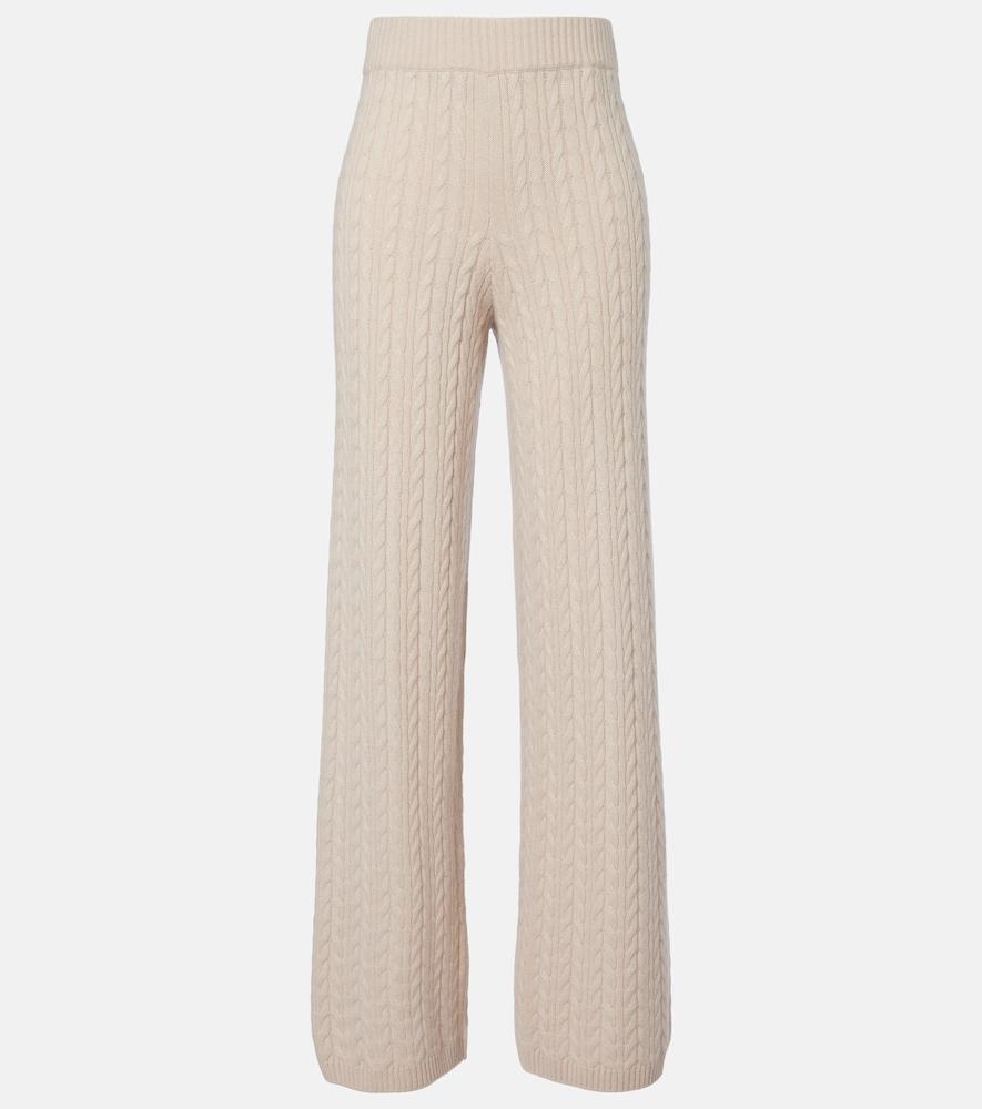 agnona cable-knit cashmere wide-leg pants