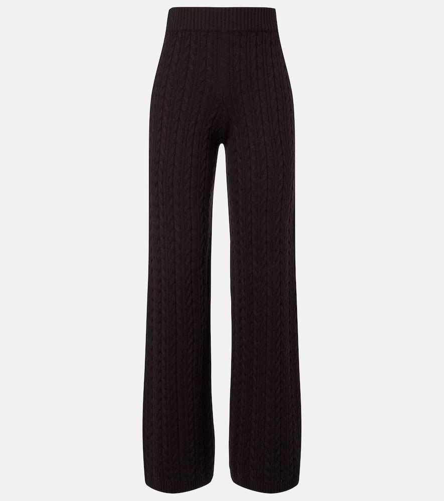 agnona cable-knit cashmere wide-leg pants