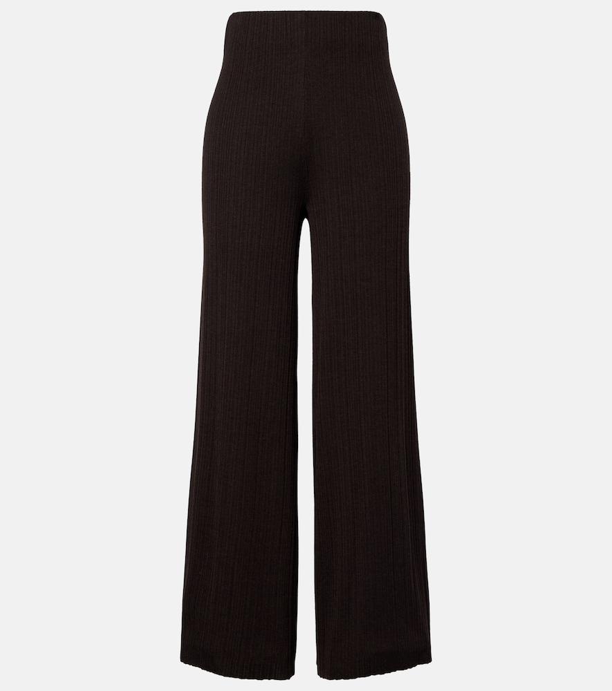 agnona cashmere, wool, and silk wide-leg pants