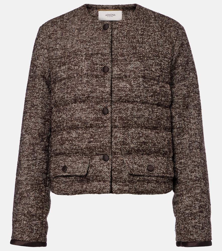 agnona cropped wool-blend puffer jacket