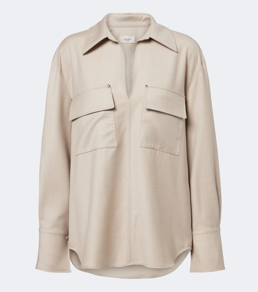 agnona embellished wool shirt