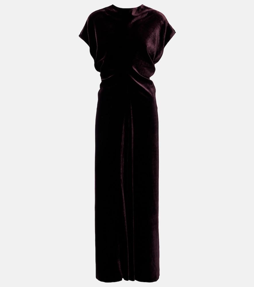 agnona gathered velvet midi dress
