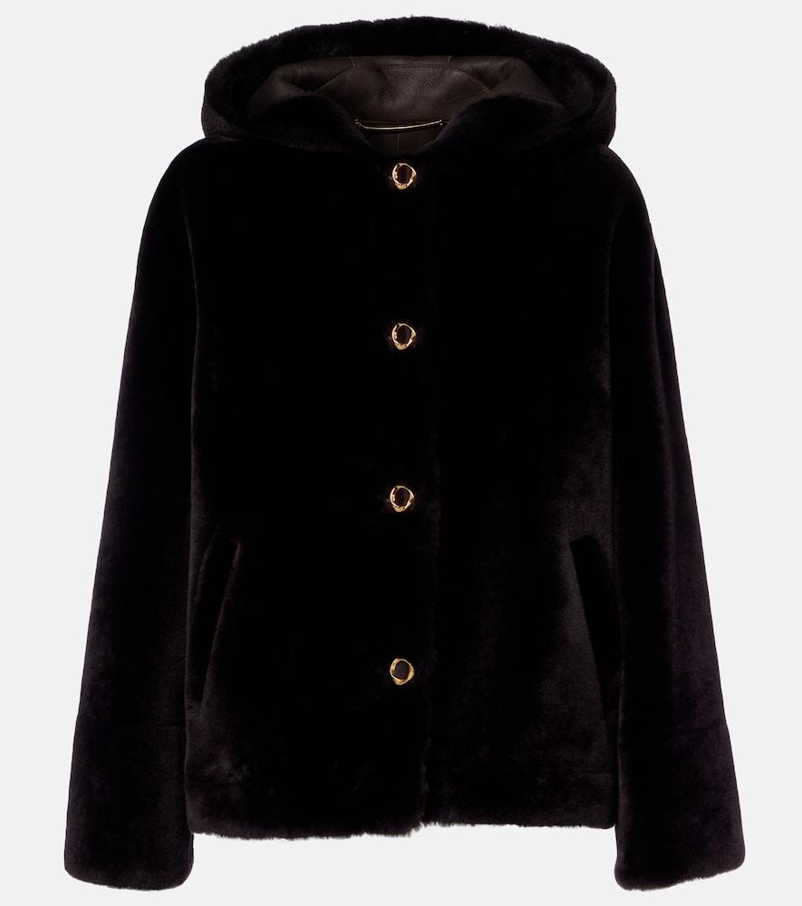 agnona hooded shearling jacket