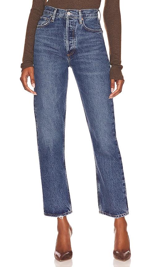 agolde 90's pinch waist jeans in denim-dark. - size 23 (also in 24, 25, 26, 27, 28, 29, 30, 32, 34, 33)