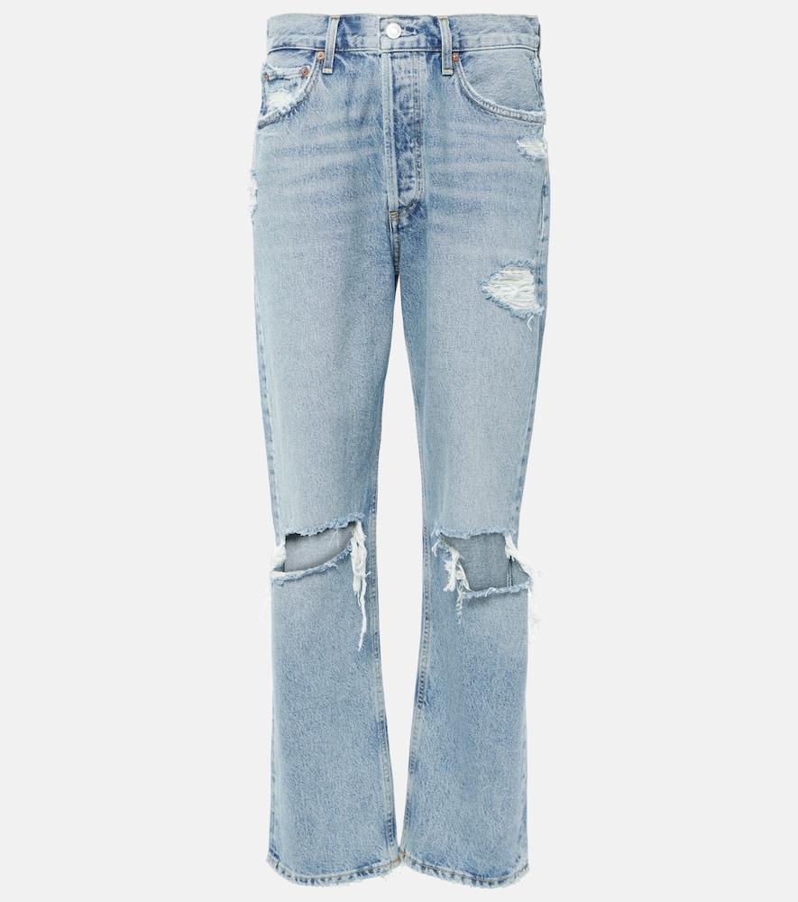 agolde 90s distressed mid-rise straight jeans