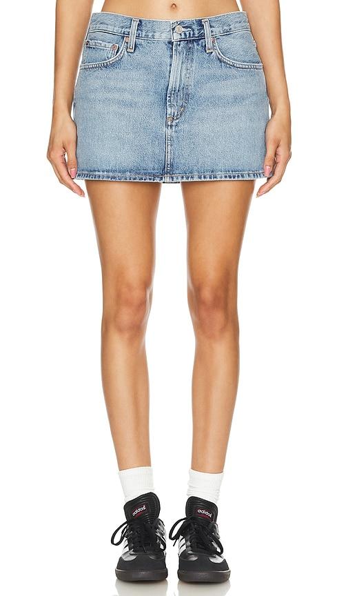 agolde alek mini skirt in denim-light. - size 28 (also in 34)