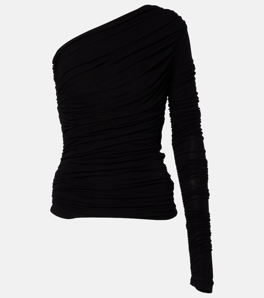 agolde annette asymmetrical ruched top